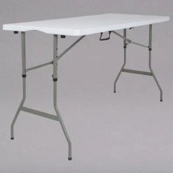 Flash Furniture RB-3050FH-ADJ-GG 30" X 60" Rectangular Height Adjustable Granite White Plastic Bi-Fold Folding Table