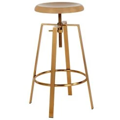 Flash Furniture CH-181070-26S-GLD-GG Toledo Industrial Style Gold Bar Stool With Adjustable Height Seat