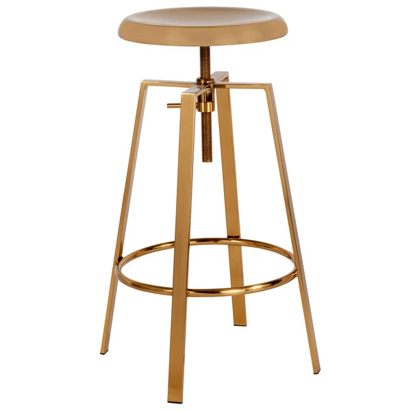 Flash Furniture CH-181070-26S-GLD-GG Toledo Industrial Style Gold Bar Stool With Adjustable Height Seat 1 Flash Furniture CH-181070-26S-GLD-GG Toledo Industrial Style Gold Bar Stool With Adjustable Height Seat