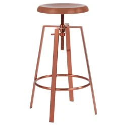 Flash Furniture CH-181070-26S-ROS-GG Toledo Industrial Style Rose Gold Bar Stool With Adjustable Height Seat