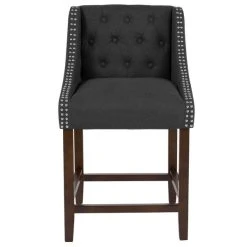 Flash Furniture CH-182020-T-24-BK-F-GG Carmel Series Counter Height Stool In Black Tufted Fabric With Walnut Frame And Nail Trim Accent 5 Flash Furniture CH-182020-T-24-BK-F-GG Carmel Series Counter Height Stool In Black Tufted Fabric With Walnut Frame And Nail Trim Accent -Zown Shop 1749039