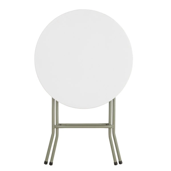 Lancaster Table & Seating 24" Round Granite White Heavy-Duty Blow Molded Standard Height Plastic Folding Table 3 Lancaster Table & Seating 24" Round Granite White Heavy-Duty Blow Molded Standard Height Plastic Folding Table - Image 3