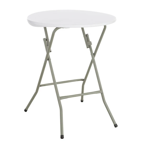 Lancaster Table & Seating 24" Round Granite White Heavy-Duty Blow Molded Standard Height Plastic Folding Table 2 Lancaster Table & Seating 24" Round Granite White Heavy-Duty Blow Molded Standard Height Plastic Folding Table - Image 2