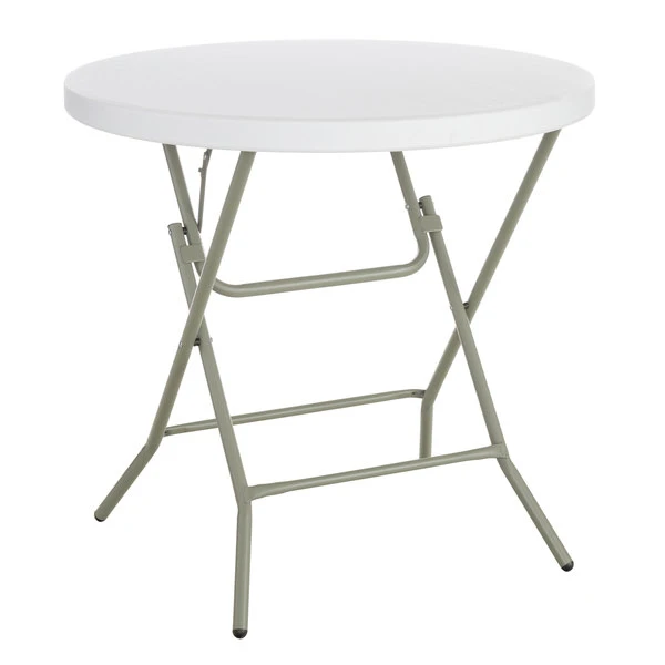 Lancaster Table & Seating 32" Round Granite White Heavy-Duty Blow Molded Standard Height Plastic Folding Table 2 Lancaster Table & Seating 32" Round Granite White Heavy-Duty Blow Molded Standard Height Plastic Folding Table - Image 2