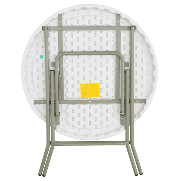 Lancaster Table & Seating 32" Round Granite White Heavy-Duty Blow Molded Standard Height Plastic Folding Table 4 Lancaster Table & Seating 32" Round Granite White Heavy-Duty Blow Molded Standard Height Plastic Folding Table - Image 4