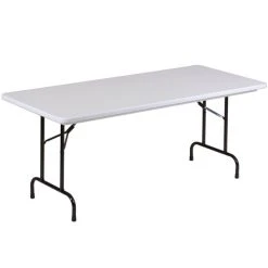 Correll Folding Table, 30" X 60" Tamper-Resistant Plastic, Gray