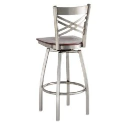 Lancaster Table & Seating Clear Coat Finish Cross Back Swivel Bar Stool With Mahogany Wood Seat -Zown Shop 1779422