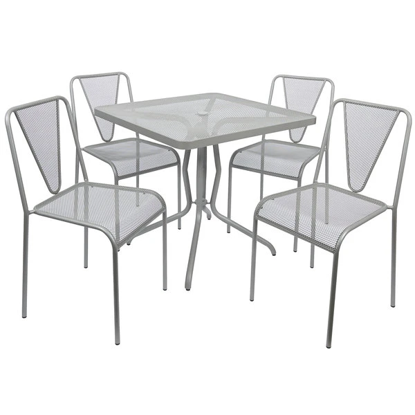 BFM Seating Nexus 32" Square Titanium Silver E-Coated Steel Outdoor Dining Height Table Set 1 BFM Seating Nexus 32" Square Titanium Silver E-Coated Steel Outdoor Dining Height Table Set
