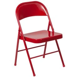 Flash Furniture BD-F002-RED-GG Hercules Series Double Braced Red Metal Folding Chair