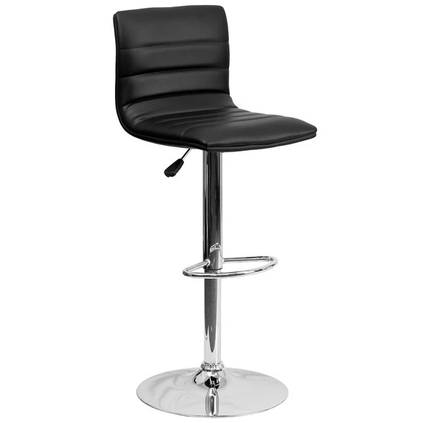 Flash Furniture CH-92023-1-BK-GG Black Vinyl Contemporary Adjustable Height Barstool 1 Flash Furniture CH-92023-1-BK-GG Black Vinyl Contemporary Adjustable Height Barstool