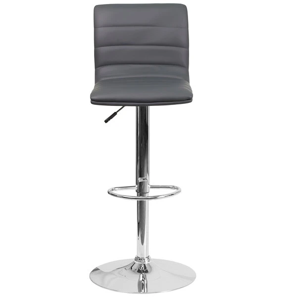 Flash Furniture CH-92023-1-GY-GG Gray Vinyl Contemporary Adjustable Height Barstool 3 Flash Furniture CH-92023-1-GY-GG Gray Vinyl Contemporary Adjustable Height Barstool - Image 3