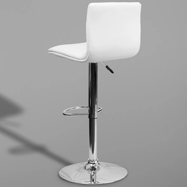 Flash Furniture CH-92023-1-WH-GG White Vinyl Contemporary Adjustable Height Barstool 2 Flash Furniture CH-92023-1-WH-GG White Vinyl Contemporary Adjustable Height Barstool - Image 2