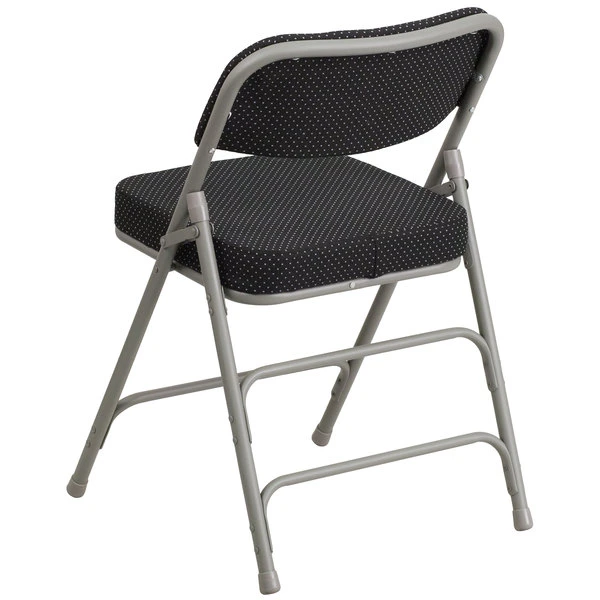 Flash Furniture AW-MC320AF-BK-GG Hercules Series Premium Curved Triple Braced & Double Hinged Black Pin-Dot Fabric Metal Folding Chair 2 Flash Furniture AW-MC320AF-BK-GG Hercules Series Premium Curved Triple Braced & Double Hinged Black Pin-Dot Fabric Metal Folding Chair - Image 2