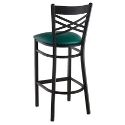 Lancaster Table & Seating Black Finish Cross Back Bar Stool With 2 1/2" Green Vinyl Padded Seat 7 Lancaster Table & Seating Black Finish Cross Back Bar Stool With 2 1/2" Green Vinyl Padded Seat -Zown Shop 1833306