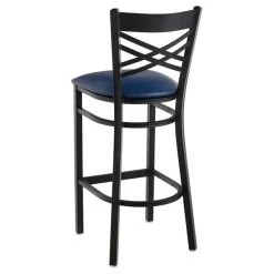 Lancaster Table & Seating Black Finish Cross Back Bar Stool With 2 1/2" Navy Vinyl Padded Seat 7 Lancaster Table & Seating Black Finish Cross Back Bar Stool With 2 1/2" Navy Vinyl Padded Seat -Zown Shop 1833332