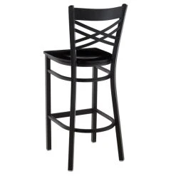 Lancaster Table & Seating Black Finish Cross Back Bar Stool With Black Wood Seat -Zown Shop 1834598