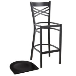 Lancaster Table & Seating Black Finish Cross Back Bar Stool With Black Wood Seat -Zown Shop 1834599
