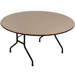 Correll 60" Round Premium Laminate 3/4" Savannah Sand Adjustable Height High-Pressure Heavy-Duty Folding Table