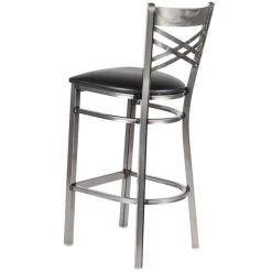 Lancaster Table & Seating Clear Coat Finish Cross Back Bar Stool With 2 1/2" Black Vinyl Padded Seat 6 Lancaster Table & Seating Clear Coat Finish Cross Back Bar Stool With 2 1/2" Black Vinyl Padded Seat -Zown Shop 1844627