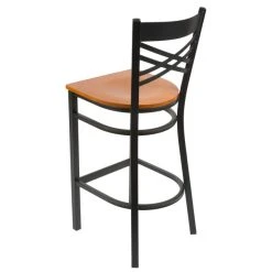 Lancaster Table & Seating Black Finish Cross Back Bar Stool With Cherry Wood Seat 6 Lancaster Table & Seating Black Finish Cross Back Bar Stool With Cherry Wood Seat -Zown Shop 1844654