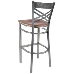 Lancaster Table & Seating Clear Coat Finish Cross Back Bar Stool With Antique Walnut Wood Seat 8 Lancaster Table & Seating Clear Coat Finish Cross Back Bar Stool With Antique Walnut Wood Seat -Zown Shop 1844843