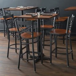 Lancaster Table & Seating Black Finish Cross Back Bar Stool With Antique Walnut Wood Seat 11 Lancaster Table & Seating Black Finish Cross Back Bar Stool With Antique Walnut Wood Seat -Zown Shop 1845025