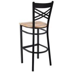 Lancaster Table & Seating Black Finish Cross Back Bar Stool With Driftwood Seat -Zown Shop 1845077