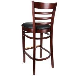Lancaster Table & Seating Mahogany Ladder Back Bar Height Chair With Black Padded Seat -Zown Shop 1845140