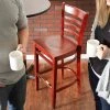 Lancaster Table & Seating Mahogany Finish Wooden Ladder Back Bar Height Chair