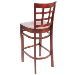 Lancaster Table & Seating Mahogany Finish Wooden Window Back Bar Height Chair -Zown Shop 1845580