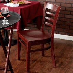 Lancaster Table & Seating Mahogany Finish Wooden Ladder Back Cafe Chair
