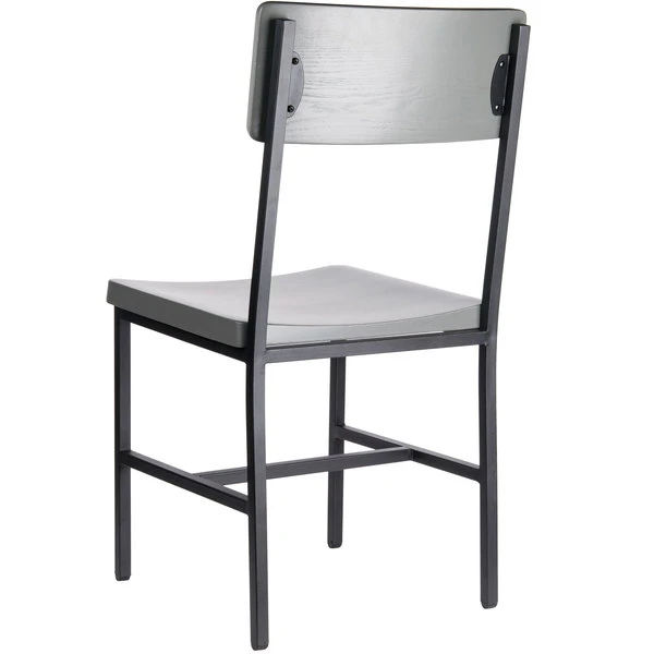 BFM Seating Memphis Sand Black Steel Side Chair With Gray Ash Wooden Back And Seat 3 BFM Seating Memphis Sand Black Steel Side Chair With Gray Ash Wooden Back And Seat - Image 3