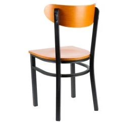 LT&S Boomerang Series Lancaster Table & Seating Boomerang Black Finish Chair With Cherry Wood Seat And Back -Zown Shop 1847773