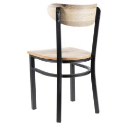 LT&S Boomerang Series Lancaster Table & Seating Boomerang Black Finish Chair With Driftwood Seat And Back -Zown Shop 1847774