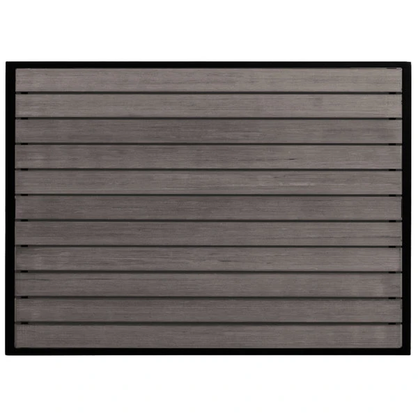 BFM Seating Seaside 35" X 72" Black Metal Bolt-Down Standard Height Table With Gray Synthetic Teak Top 2 BFM Seating Seaside 35" X 72" Black Metal Bolt-Down Standard Height Table With Gray Synthetic Teak Top - Image 2