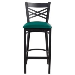 Lancaster Table & Seating Black Finish Cross Back Bar Stool With 2 1/2" Green Vinyl Padded Seat 9 Lancaster Table & Seating Black Finish Cross Back Bar Stool With 2 1/2" Green Vinyl Padded Seat -Zown Shop 1866398