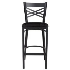 Lancaster Table & Seating Black Finish Cross Back Bar Stool With Black Wood Seat -Zown Shop 1866458