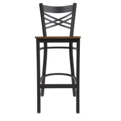 Lancaster Table & Seating Black Finish Cross Back Bar Stool With Antique Walnut Wood Seat 10 Lancaster Table & Seating Black Finish Cross Back Bar Stool With Antique Walnut Wood Seat -Zown Shop 1866506