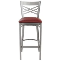 Lancaster Table & Seating Clear Coat Finish Cross Back Bar Stool With 2 1/2" Burgundy Vinyl Padded Seat 9 Lancaster Table & Seating Clear Coat Finish Cross Back Bar Stool With 2 1/2" Burgundy Vinyl Padded Seat -Zown Shop 1866511