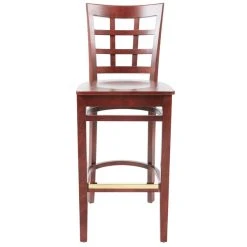 Lancaster Table & Seating Mahogany Finish Wooden Window Back Bar Height Chair -Zown Shop 1866670