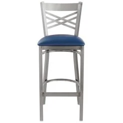 Lancaster Table & Seating Clear Coat Finish Cross Back Bar Stool With 2 1/2" Navy Vinyl Padded Seat 9 Lancaster Table & Seating Clear Coat Finish Cross Back Bar Stool With 2 1/2" Navy Vinyl Padded Seat -Zown Shop 1866802