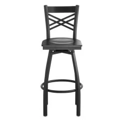 Lancaster Table & Seating Black Finish Cross Back Swivel Bar Stool With Black Wood Seat 7 Lancaster Table & Seating Black Finish Cross Back Swivel Bar Stool With Black Wood Seat -Zown Shop 1867114