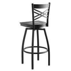 Lancaster Table & Seating Black Finish Cross Back Swivel Bar Stool With Black Wood Seat 6 Lancaster Table & Seating Black Finish Cross Back Swivel Bar Stool With Black Wood Seat -Zown Shop 1867115