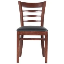 Lancaster Table & Seating Mahogany Finish Wooden Ladder Back Chair With 2 1/2" Padded Seat -Zown Shop 1867184