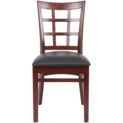 Lancaster Table & Seating Mahogany Wooden Window Back Chair With 2 1/2" Padded Seat -Zown Shop 1867285