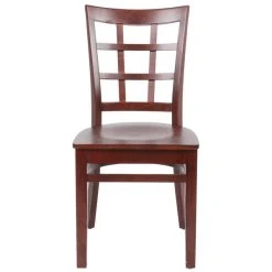Lancaster Table & Seating Mahogany Finish Wooden Window Back Cafe Chair -Zown Shop 1867299