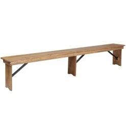 Flash Furniture XA-B-96X12-L-GG Hercules 96" X 12" X 17 3/4" Antique Rustic Solid Pine Folding Bench