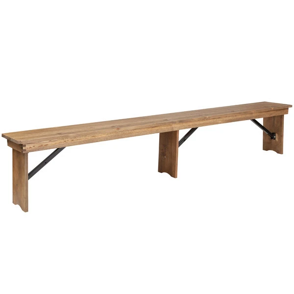 Flash Furniture XA-B-96X12-L-GG Hercules 96" X 12" X 17 3/4" Antique Rustic Solid Pine Folding Bench 1 Flash Furniture XA-B-96X12-L-GG Hercules 96" X 12" X 17 3/4" Antique Rustic Solid Pine Folding Bench