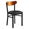 LT&S Boomerang Series Lancaster Table & Seating Boomerang Black Finish Chair With 2 1/2" Black Vinyl Padded Seat And Cherry Wood Back