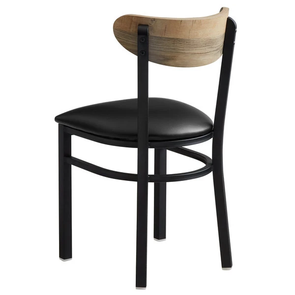 LT&S Boomerang Series Lancaster Table & Seating Boomerang Black Finish Chair With 2 1/2" Black Vinyl Padded Seat And Driftwood Back 2 LT&S Boomerang Series Lancaster Table & Seating Boomerang Black Finish Chair With 2 1/2" Black Vinyl Padded Seat And Driftwood Back - Image 2